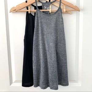 Old Navy Active Black and Gray High Neck Tank Tops
